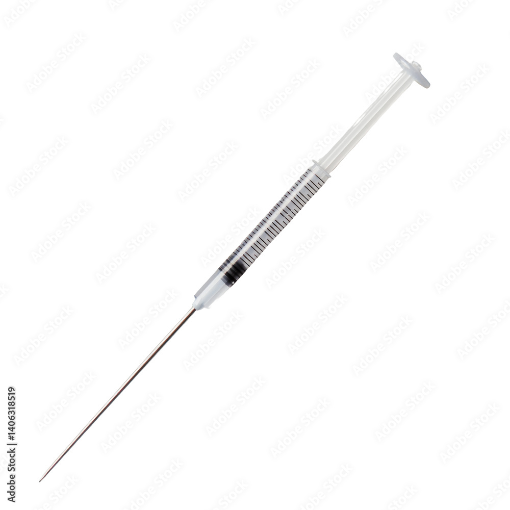 Fototapeta premium Medical action syringe on cutout background healthcare environment close-up view for seo impact