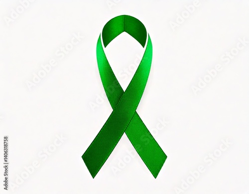 Wallpaper Mural A green awareness ribbon symbolizing support for various causes, such as mental health and environmental issues, presented on a plain background. Torontodigital.ca