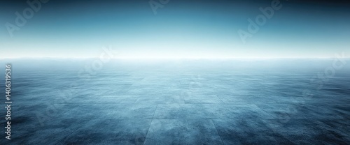 Blue tiled floor fading into a serene, distant horizon
