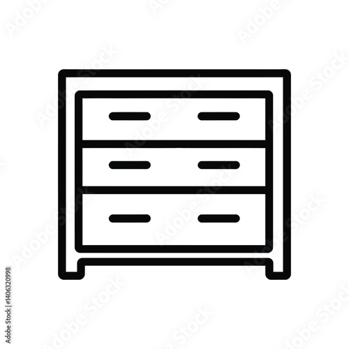 Simple Chest Drawer Outline Icon with a Transparent Background for Web or App Use