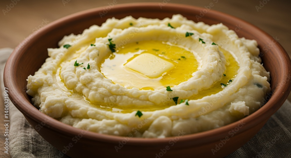 Mashed Potatoes with Butter in Bowl Homemade Meal Mashed Potatoes with Butter in Bowl Homemade Meal
