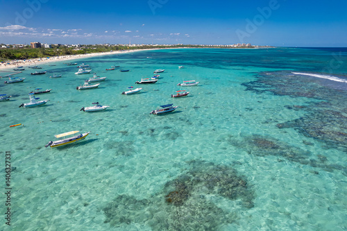 Aerial View of Playa del Carmen and the Turquoise Caribbean Sea