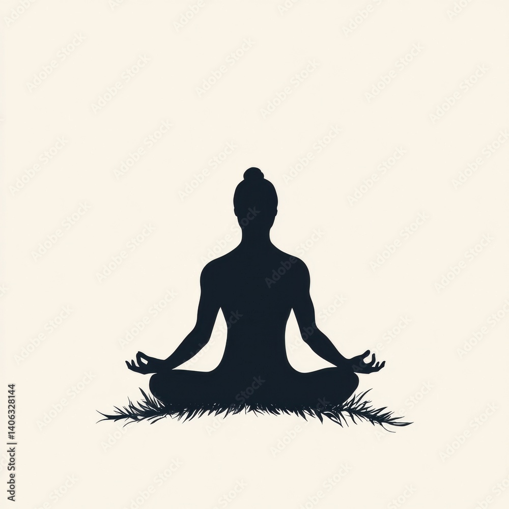 A serene silhouette of a person meditating, surrounded by grass, symbolizing peace, mindfulness, and tranquility. A serene silhouette of a person meditating, surrounded by grass, symbolizing peace, mindfulness, and tranquility.