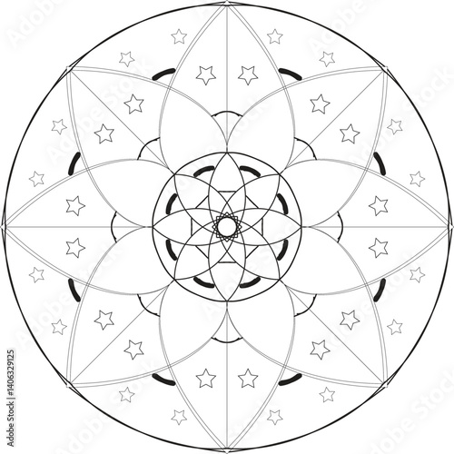 Blossom Mandala Shape. Circular pattern in form of mandala, tattoo, decoration. Decorative ornament in ethnic oriental style.