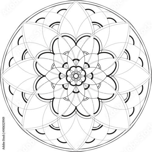 Blossom Mandala Shape. Circular pattern in form of mandala, tattoo, decoration. Decorative ornament in ethnic oriental style.