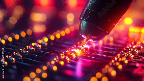 A close-up of DNA strands being edited by microscopic nanobot