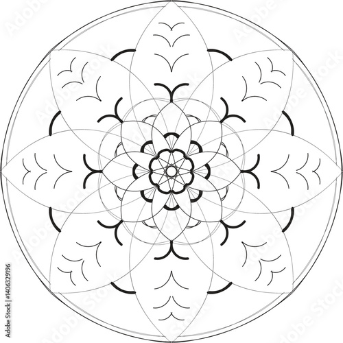 Blossom Mandala Shape. Circular pattern in form of mandala, tattoo, decoration. Decorative ornament in ethnic oriental style.