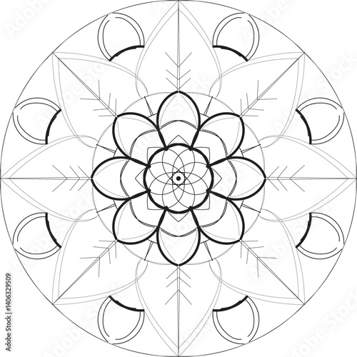 Blossom Mandala Shape. Circular pattern in form of mandala, tattoo, decoration. Decorative ornament in ethnic oriental style.