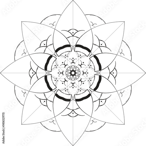 Blossom Mandala Shape. Circular pattern in form of mandala, tattoo, decoration. Decorative ornament in ethnic oriental style.