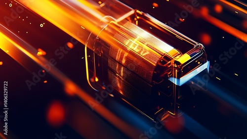 A digital lock surrounded by floating data streams