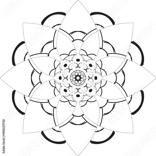 Blossom Mandala Shape. Circular pattern in form of mandala, tattoo, decoration. Decorative ornament in ethnic oriental style.