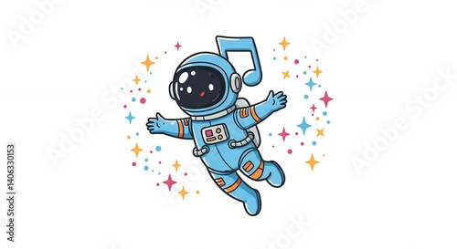 Cartoon cute astronaut character kids illustration