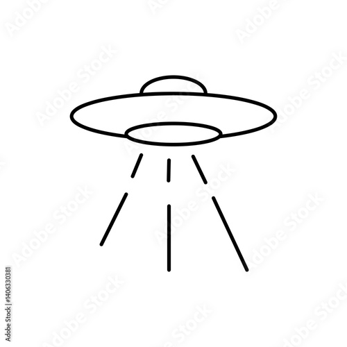 ufo alien invasion icon, vector black linear ilustration for web and app..eps