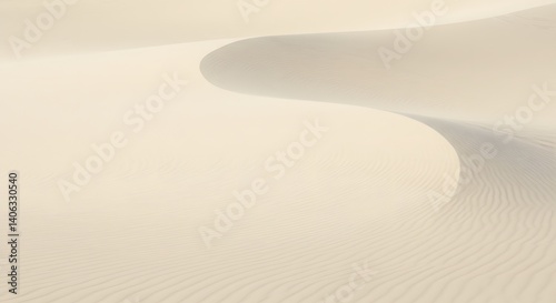Sand Dune Landscape with Ripples and Curves in Desert