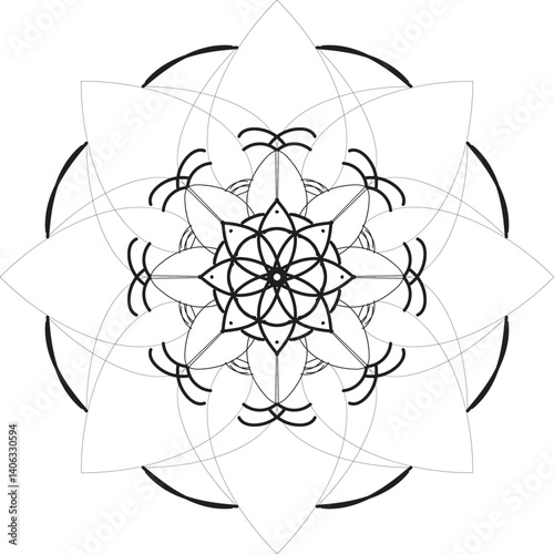 Blossom Mandala Shape. Circular pattern in form of mandala, tattoo, decoration. Decorative ornament in ethnic oriental style.