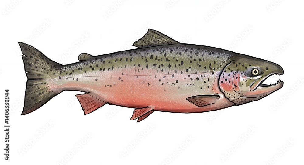Obraz premium Detailed illustration of a salmon