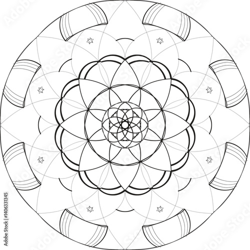 Blossom Mandala Shape. Circular pattern in form of mandala, tattoo, decoration. Decorative ornament in ethnic oriental style.