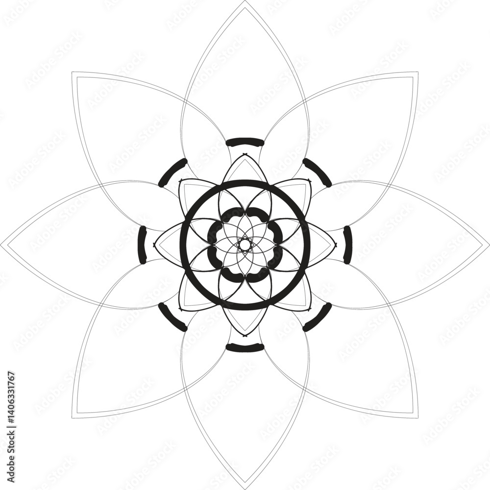 Fototapeta premium Blossom Mandala Shape. Circular pattern in form of mandala, tattoo, decoration. Decorative ornament in ethnic oriental style.