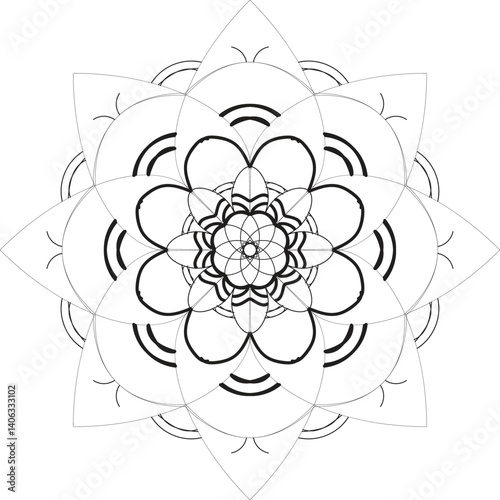 Blossom Mandala Shape. Circular pattern in form of mandala, tattoo, decoration. Decorative ornament in ethnic oriental style.