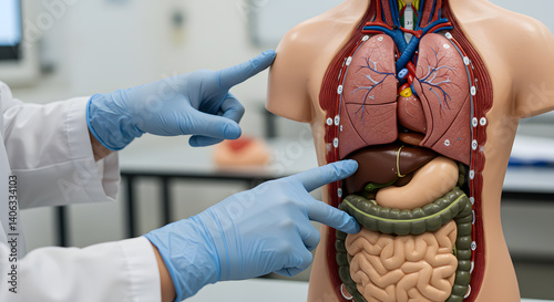 Anatomy Lesson: Detailed Human Torso Model with Internal Organs, medical education photo