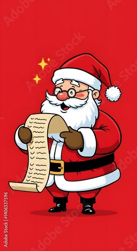 Santa Claus with Christmas gifts list