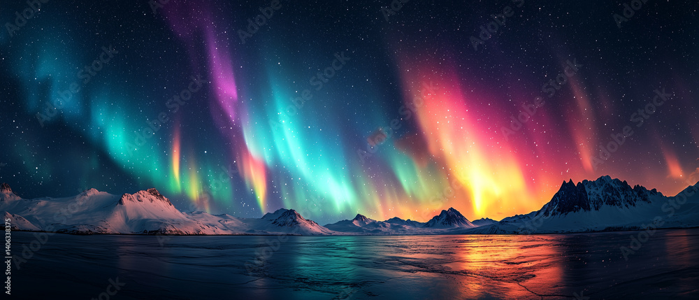 custom made wallpaper toronto digitalNorthern Lights with vibrant greens, purples, and blues dancing across a starry sky