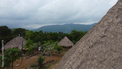 Drone Journey Around Maloka in Sierra Nevada de Santa Marta National Park. Embark on a spectacular aerial journey around a traditional Maloka in the heart of Sierra Nevada de Santa Marta National Park