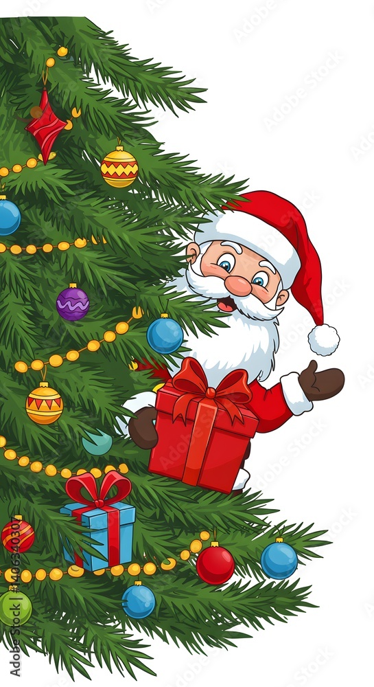 Fototapeta premium Santa Claus with Christmas tree