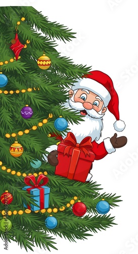 Santa Claus with Christmas tree