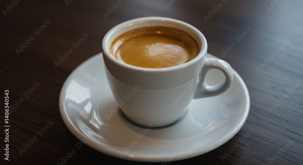 Espresso Cup on a Saucer on Dark Table Espresso Cup on a Saucer on Dark Table