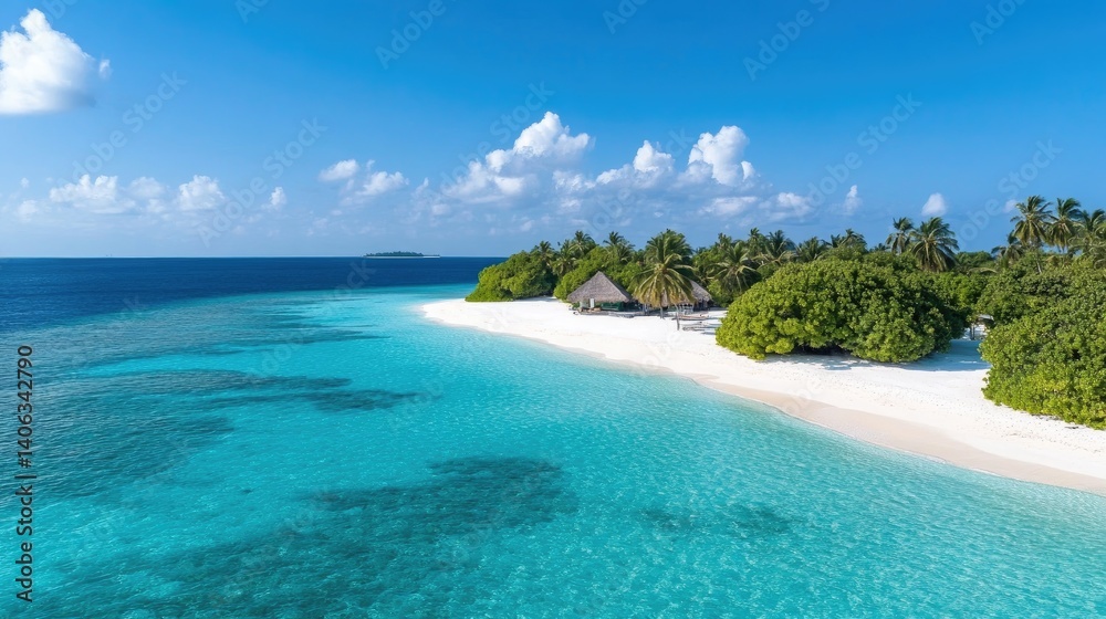 Fototapeta premium Tropical beach azure sea turquoise waters coastline paradise