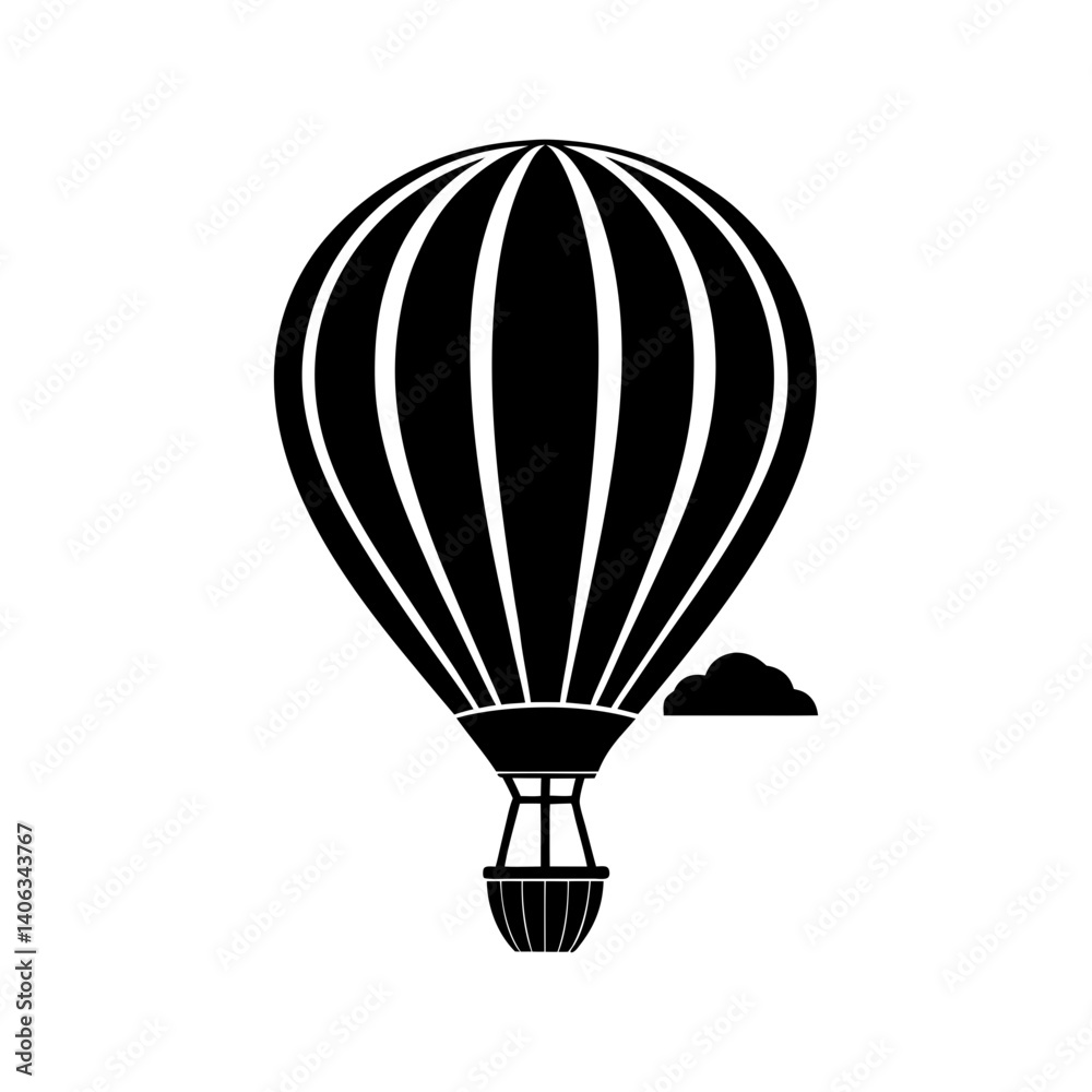 Naklejka premium Hot Air Balloon Silhouette vector illustration