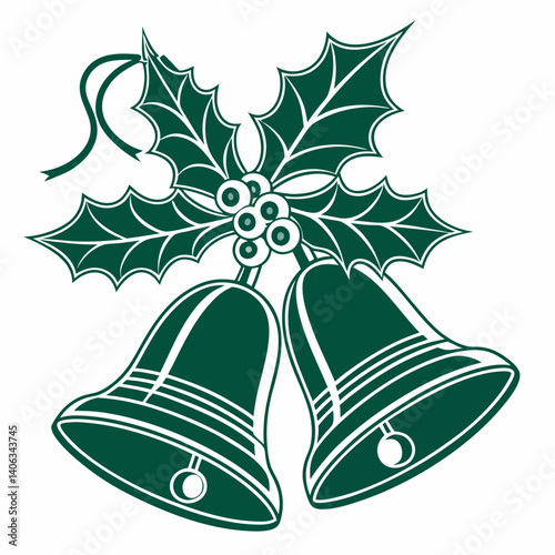 Christmas bells with holly