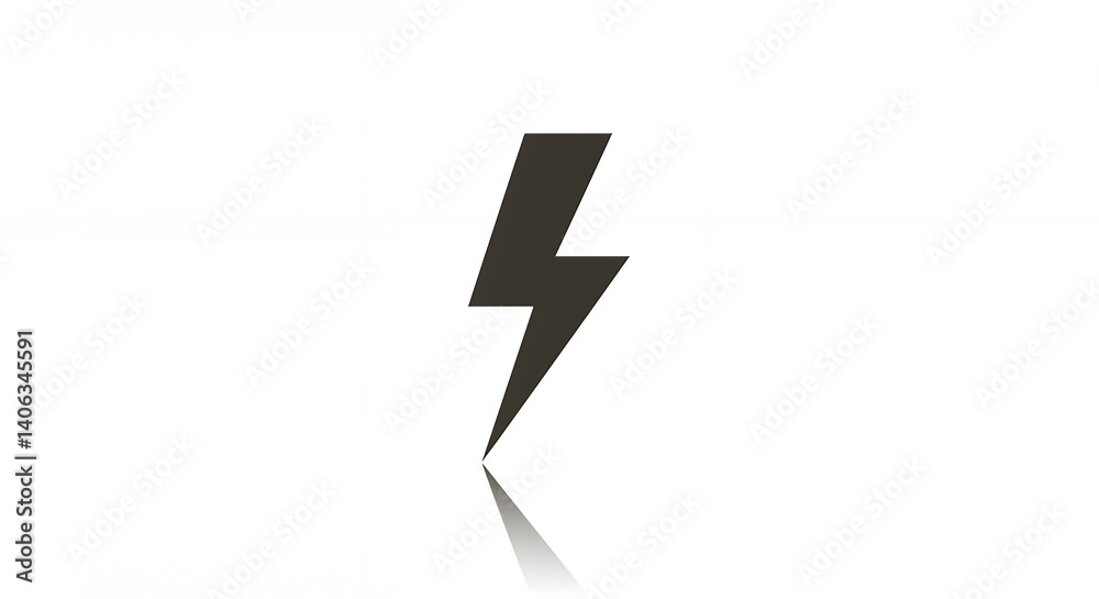 Isolated Lightning Bolt Icon on White with Reflection Isolated Lightning Bolt Icon on White with Reflection