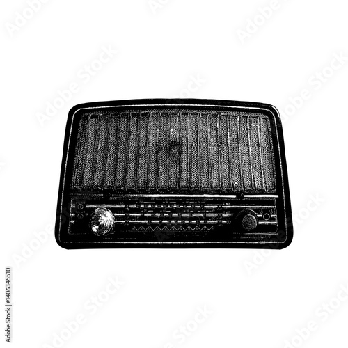 vintage radio hand drawing vector isolated on background.