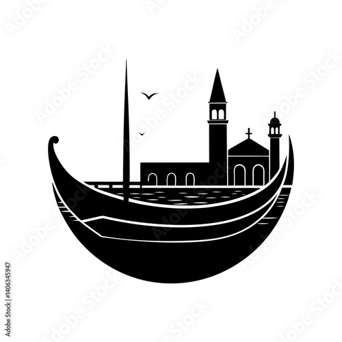 Gondola Silhouette vector illustration