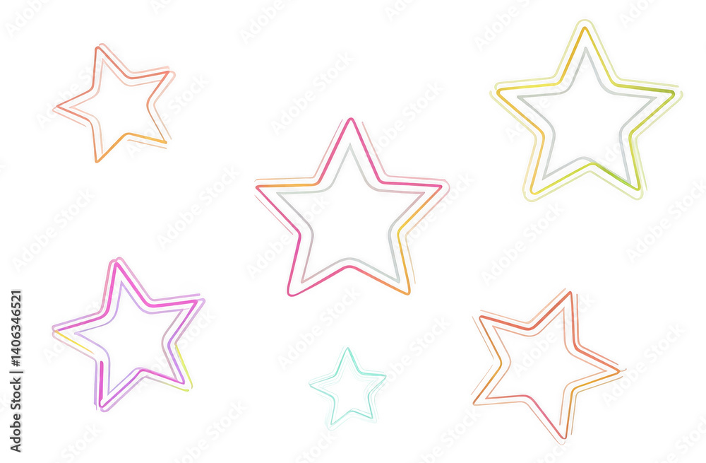 Colorful neon stars set isolated on a white background, png Colorful neon stars set isolated on a white background, png