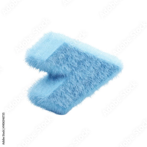 Cute blue arrow, fluffy texture, icon design style, white background, png