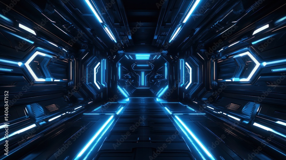 Obraz premium Futuristic Sci-Fi Corridor