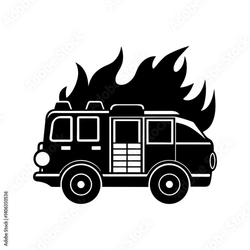 Fire Truck Silhouette vector illustration