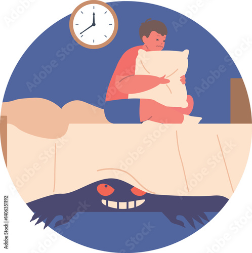 Scared boy having bad dream