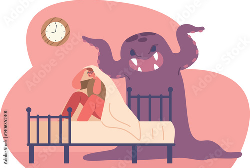 Boy afraid ghost in bed