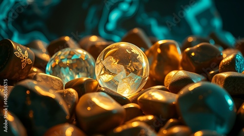 close up of a blue glass beads
