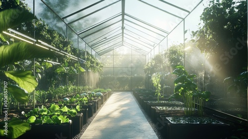 Solar-powered greenhouse with automated temperature control, 