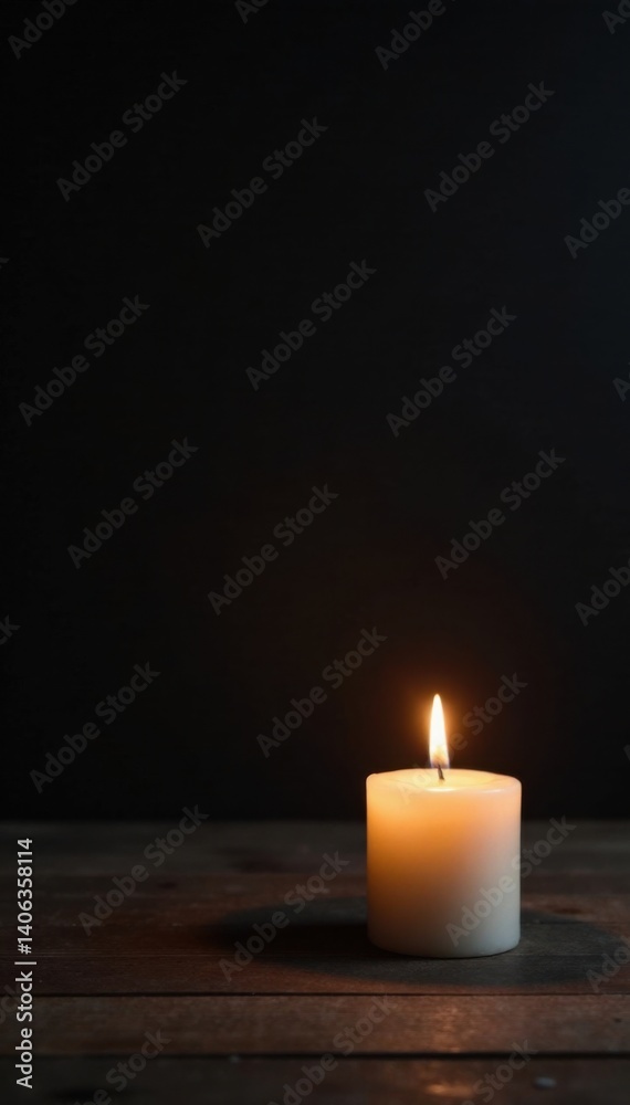 Minimalist wooden backdrop with a single candle flickering in the darkness, ambient glow, peaceful ambiance, minimalist decor Minimalist wooden backdrop with a single candle flickering in the darkness, ambient glow, peaceful ambiance, minimalist decor