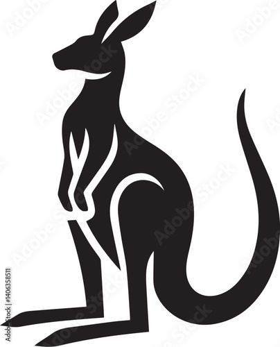 Black silhouette vector of kangaroo