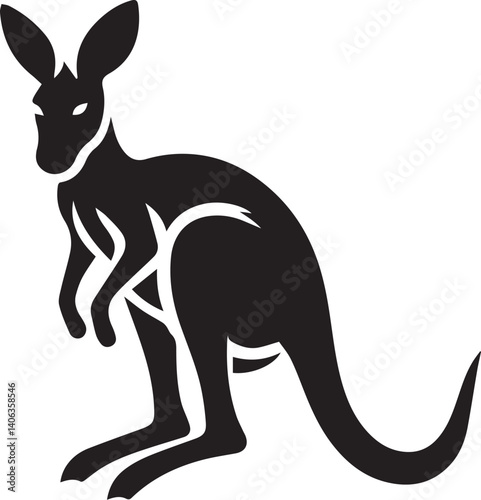 Black silhouette vector of kangaroo
