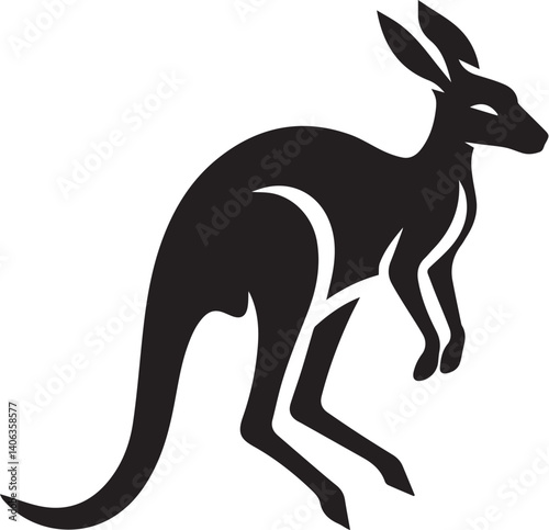 Black silhouette vector of kangaroo