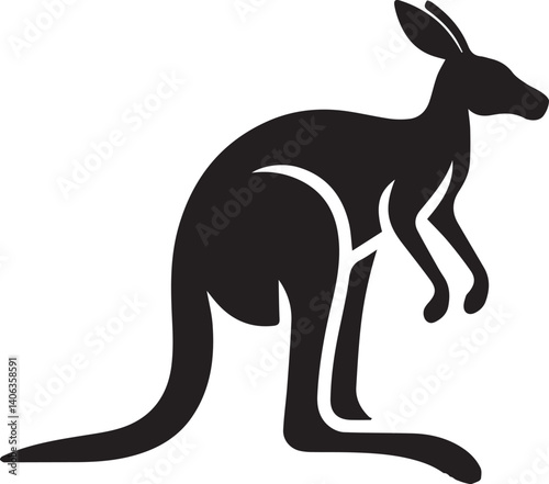 Black silhouette vector of kangaroo