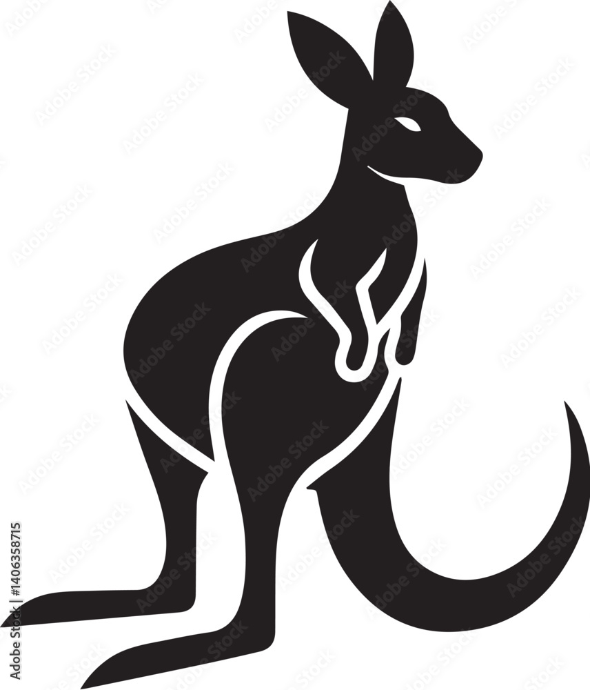 kangaroo silhouette vector